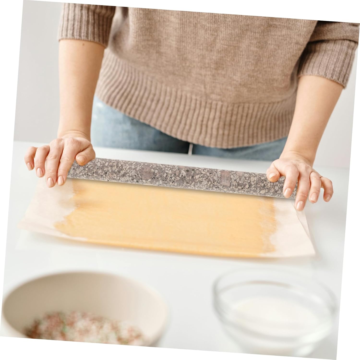 Stone Rolling Pin Baking Tool for Home Use Smooth Roller for Pizza Cookies and Pastry