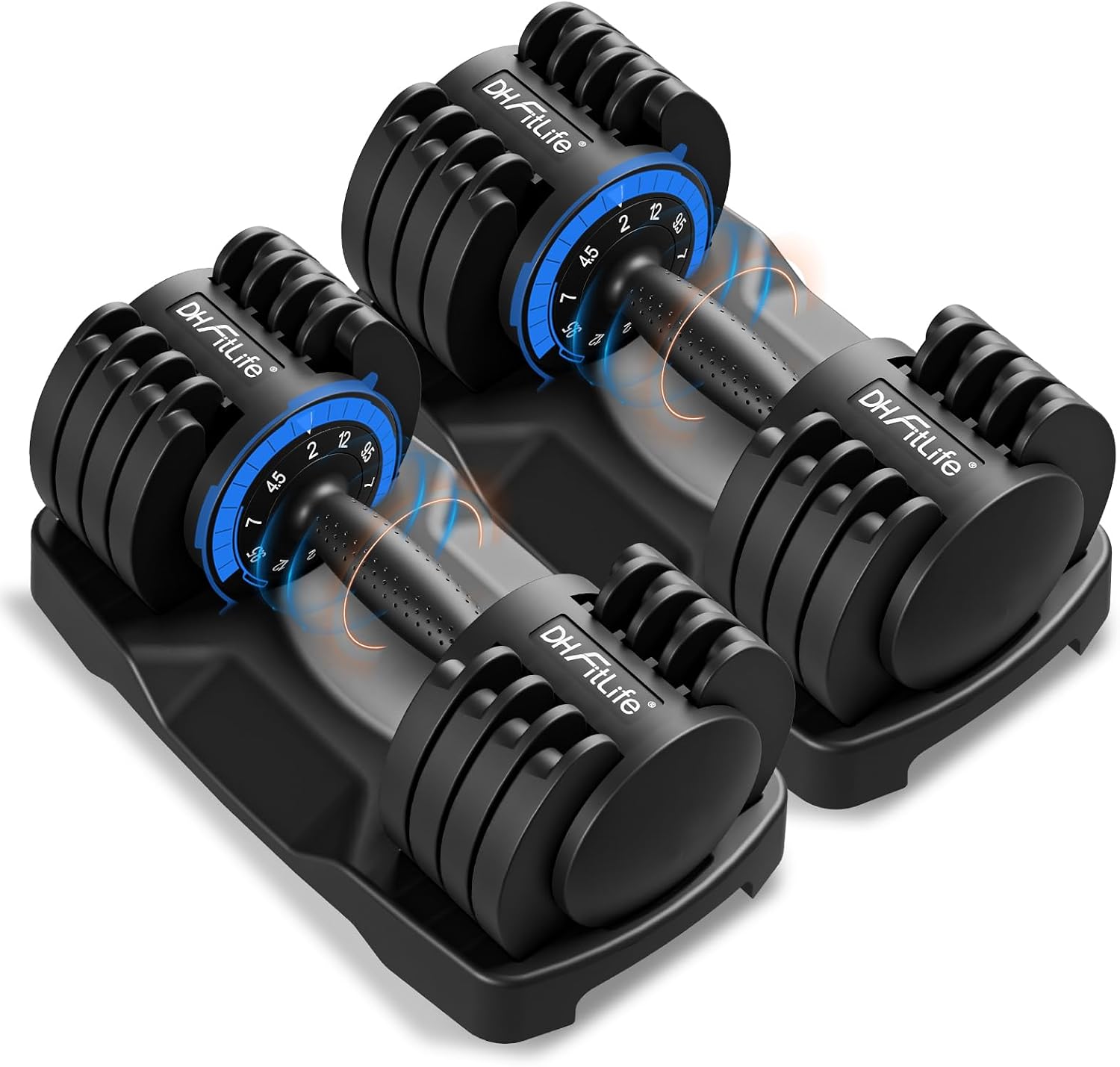 12 kg Adjustable Dumbbells 2 to 12 kg with 5 Weight Levels, Dumbbells Set with Weight Plates, Adjustable Dumbbells, Variable Weights 5 in 1, Set of 2