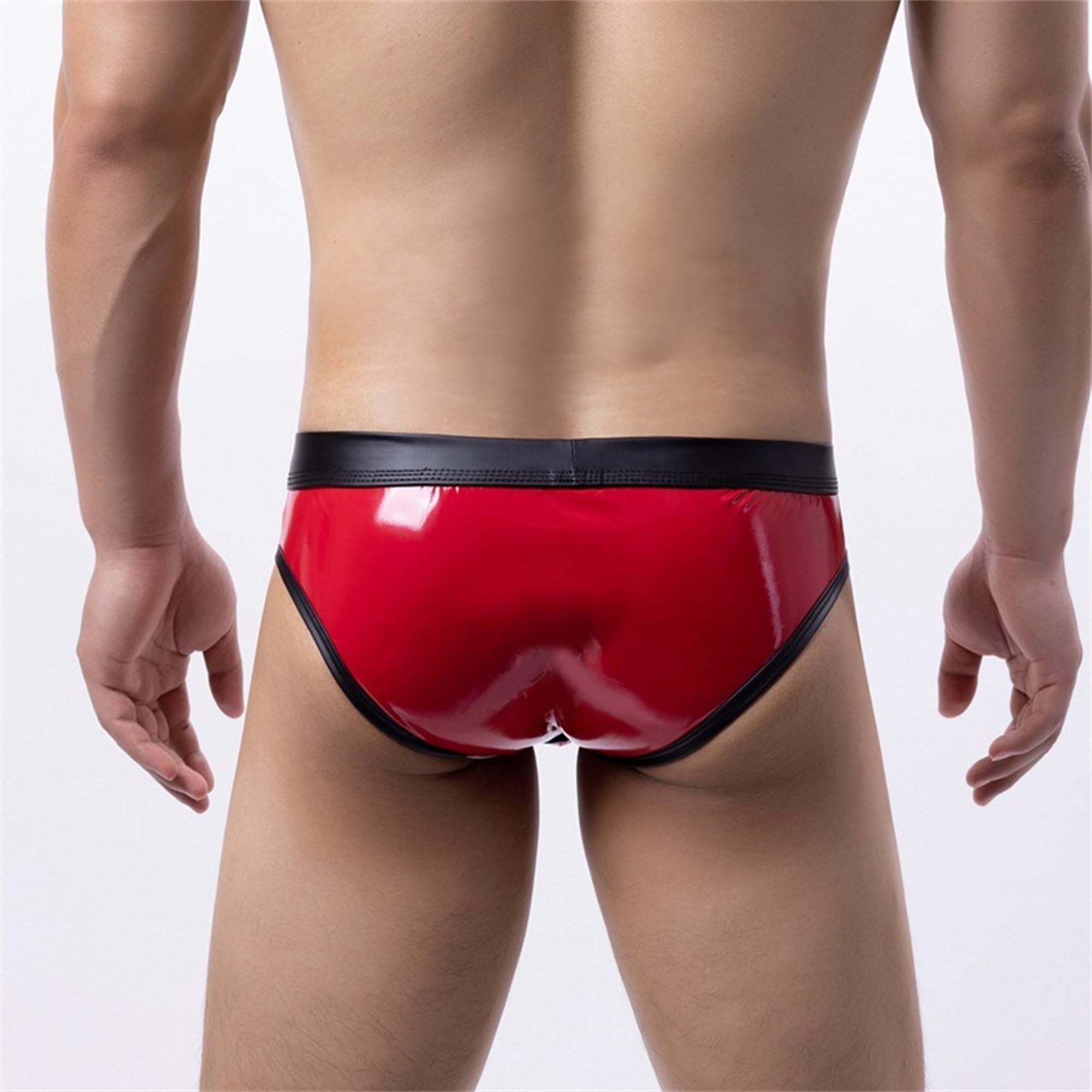 JEKE-DG Slip taille basse en métal pour homme avec poche bombée - Lingerie bikini extensible en patchwork