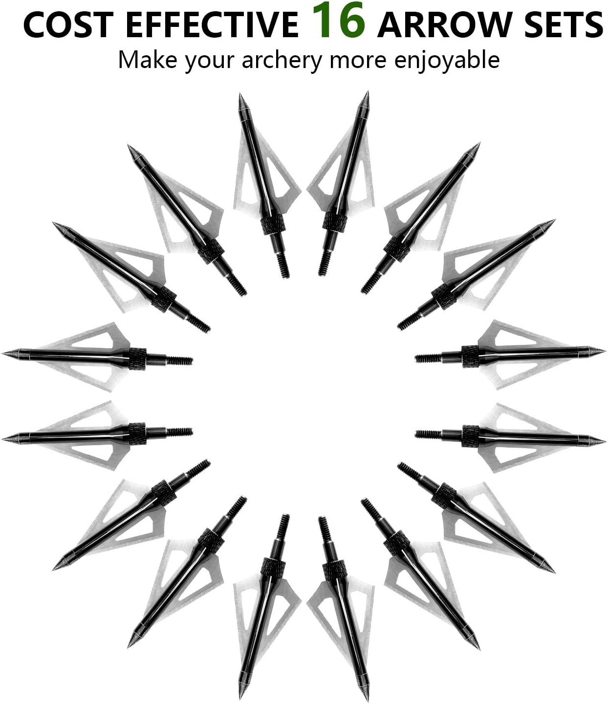 EONACTVE Hunting Broadheads 100 Grain, 16PK 3 Blades Archery Broadheads Arrow Tips for Hunting and Shooting Game, Pack with Storage Case : Sports & Outdoors