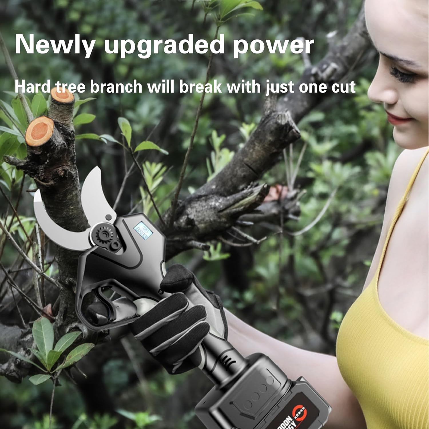 21V Electric Pruning Shears - 3'' Cutting Diameter Cordless Pruner with LCD Display, Rechargeable Lithium Battery, Heavy Duty Tree Trimming Branch Cutter for Gardening, Orchards