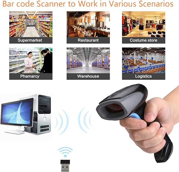 Wireless 1D Barcode Scanner CCD Red Light Technology Handheld Barcode Reader Support Screen scan,Bar Code Scanner Economical