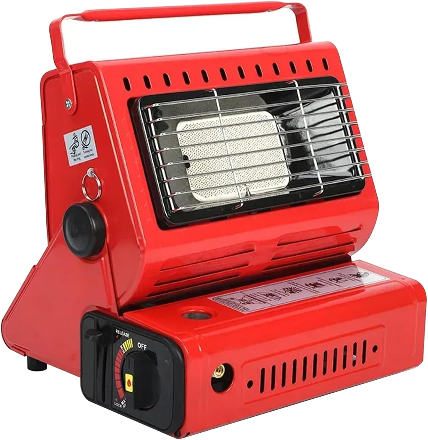 Camp Stoves, Butane Heater for Camping, Dual-Use Outdoor Heater with Cooking Grate for Tent, RV & Ice Fishing, Adjustable Mini Propane Heaters Red