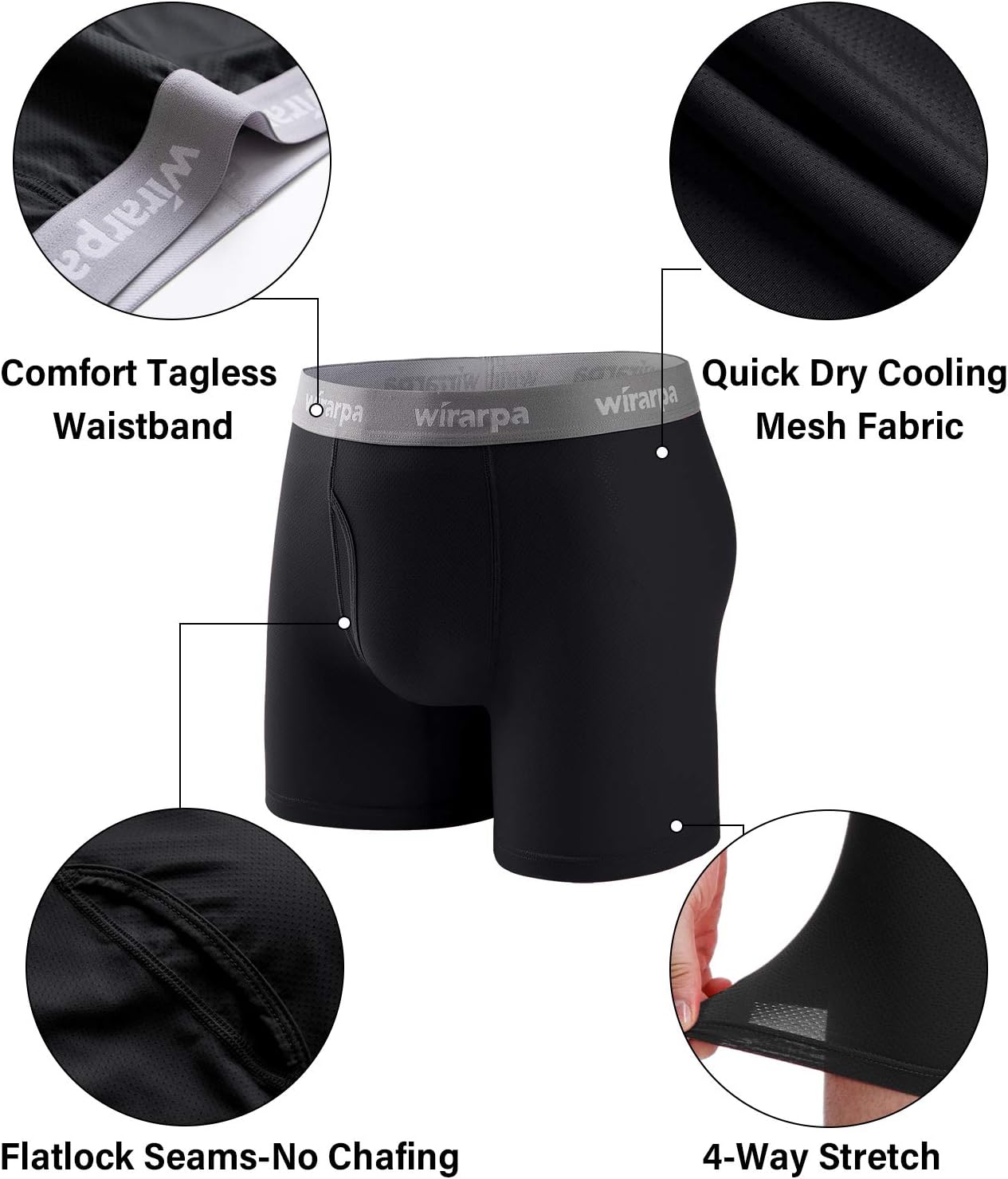 wirarpa Men's Mesh Breathable Boxer Briefs Cool Breeze Men's Underwear Open Fly 4 Pack - Image 4