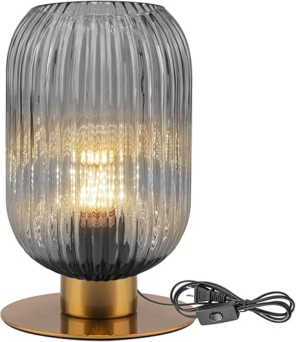 Miniatura 21 de Lámpara pequeña de mesita de noche, lámpara de mesa de cristal de leche, lámpara vintage dorada para mesita de noche, lámparas modernas de mediados