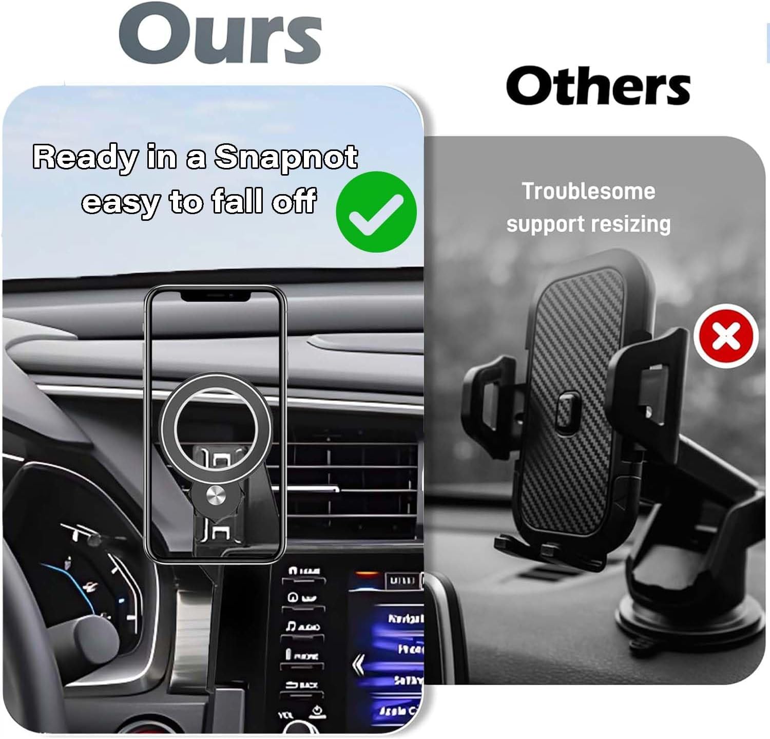 Car Phone Holder for Honda Civic 2016-2021 Accessories Apply to 5/7 Inch Touch Screen Fixed Clip Magnetic Cell Phone Mount Hands-Free 360 Degree Rotation