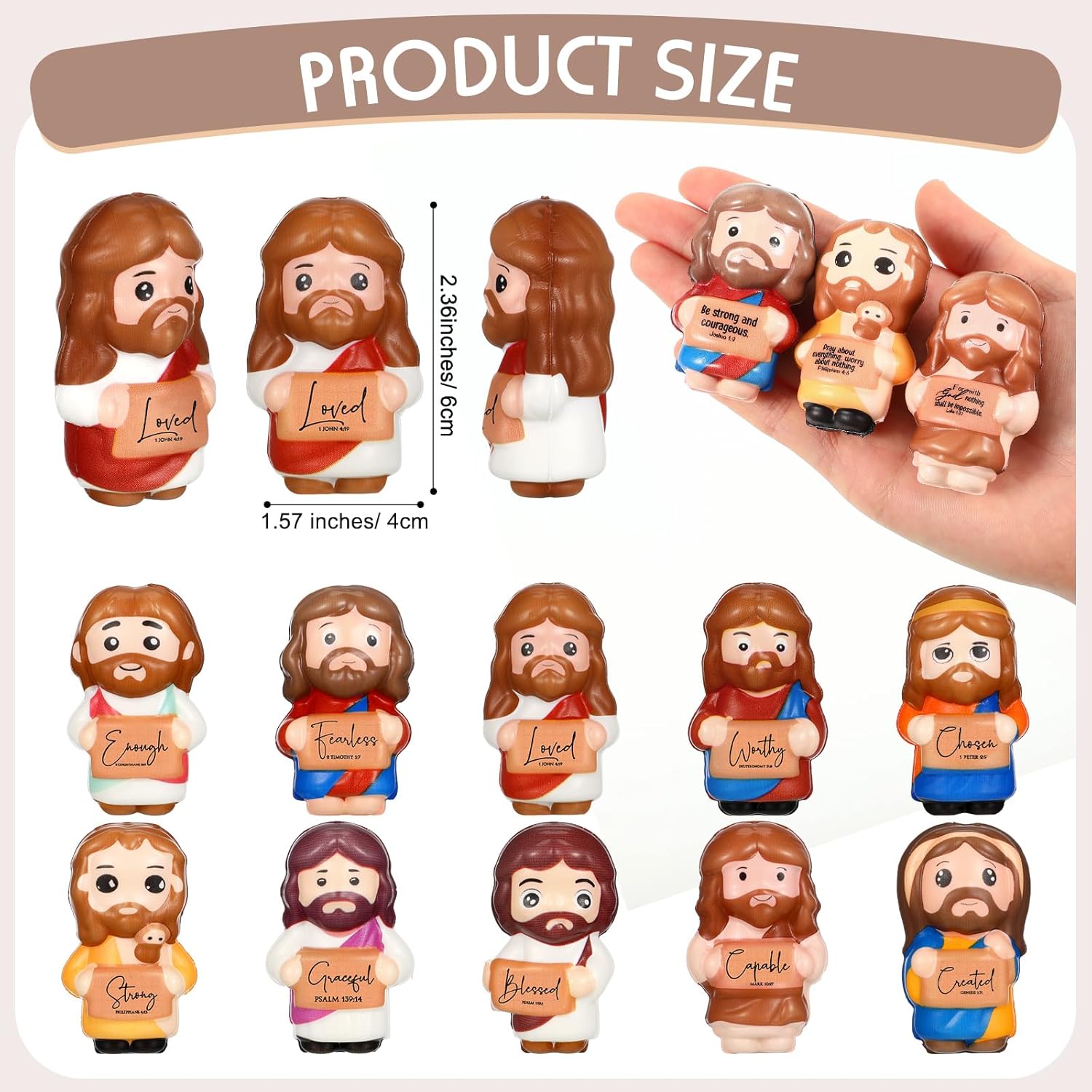 Sotiff 30 Pcs Mothers Day Jesus Squishy Bulk 2.36 Inch Small PU Foam Jesus Stress Relief Figures Inspirational Christian Stress Ball Religious for Church (Stylish)