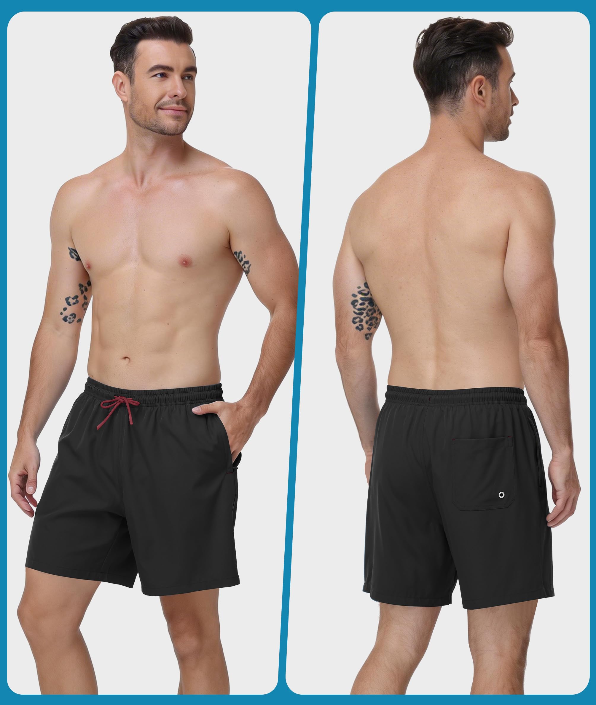 Zoofly Short de Bain Homme Léger avec Poche Zippée Short de Plage Doublure Compression Shorts de Sport Homme