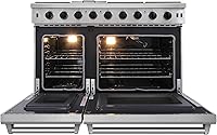 Vista 3 de Thor Kitchen 48 in Double Oven Freestanding Gas Range LRG4807ULP with 68 Cu Ft Oven 6 Burners 1 Griddle LP Conversion Kit Storage Drawer Cast Iron