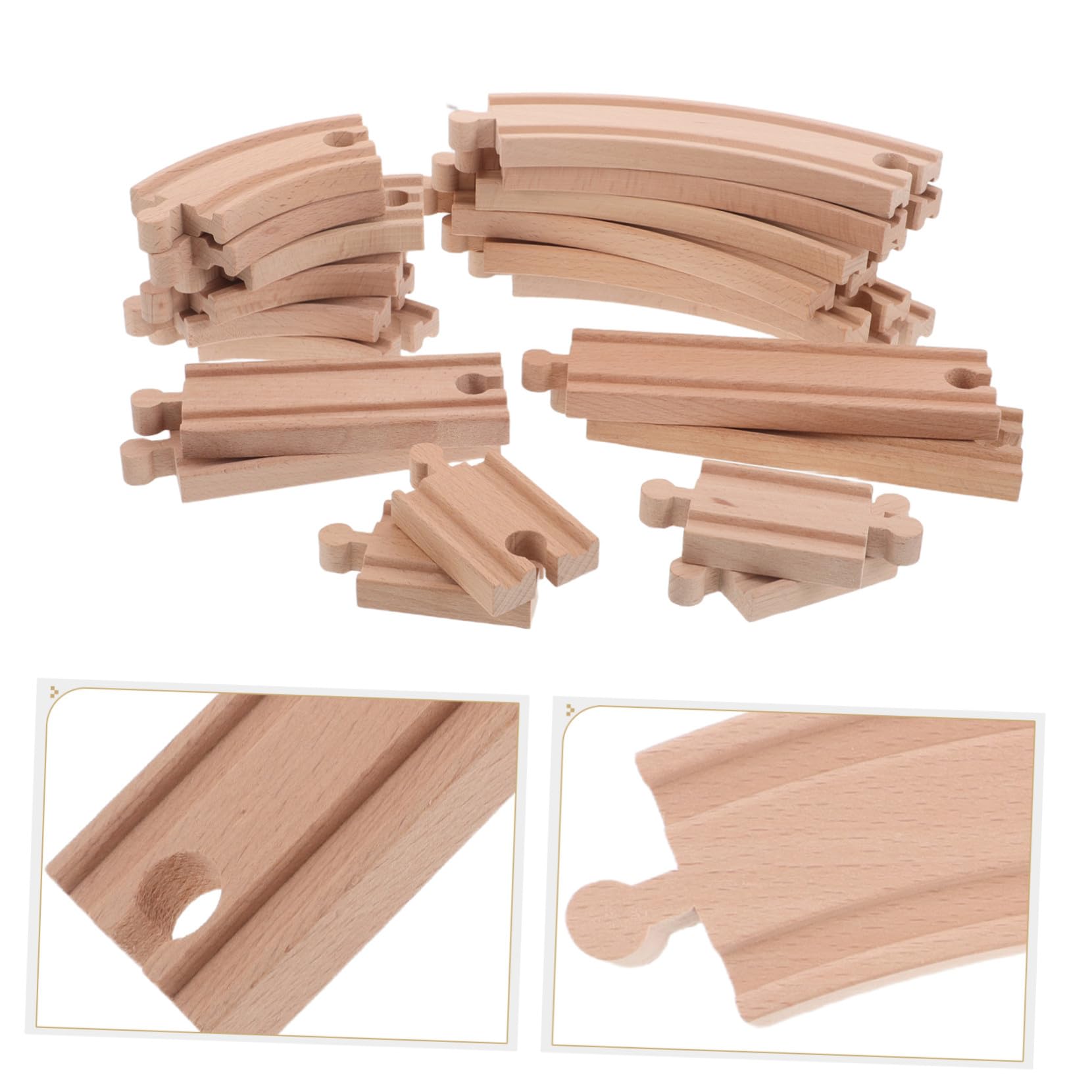 BESPORTBLE Accessori per Treni in Legno 20pezzi, Piste Curve e Dritte per Ferrovia Modellini, Gioco di Coordinamento Mano-occhio per Ragazzo Ragazza e Famiglie