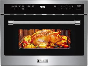 AAOBOSI 24 Inch Built in Microwave Convection Oven,1.6 Cu.Ft Wall Microwave Ovens Air Fryer Combosupgraded, 1000Watt Power Sensor&Auto Cook, 12 Cooking Modes, Drop Down Door,Stainless Steel
