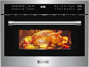AAOBOSI 24 Inch Built-in Microwave Convection Oven, 1.6 Cu.Ft, 1000W, Air Fryer Combo, Stainless Steel