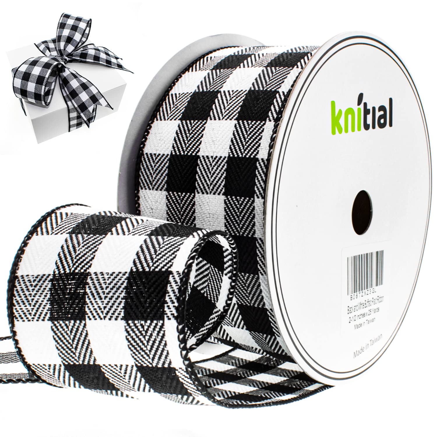 Snapklik.com : Knitial Buffalo Plaid Wired Ribbon 2-1/2 Inches X 25 ...