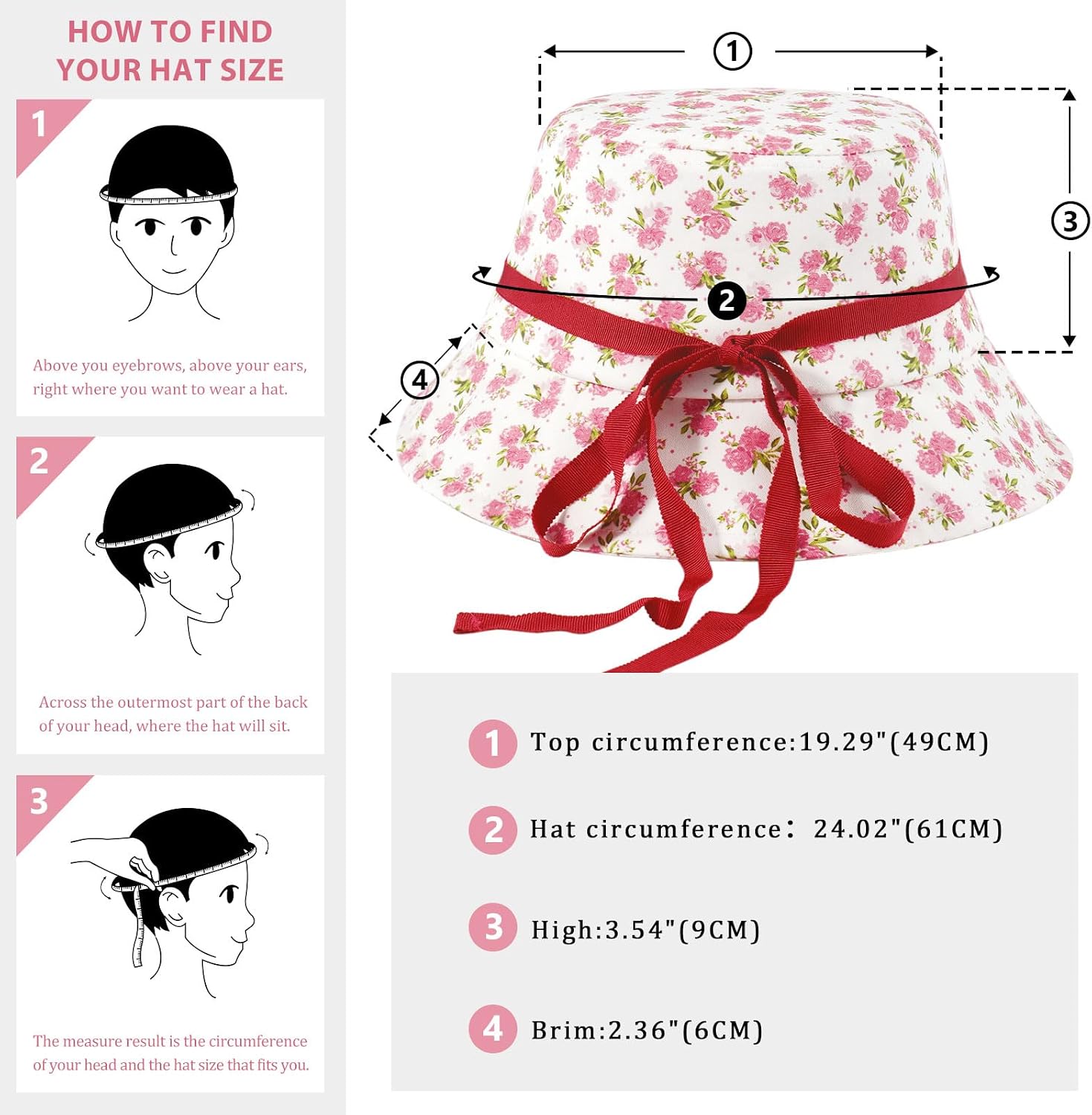 DOCILA Bucket Hats for Women Trendy Reversible Packable Fisherman Sun Caps image 5