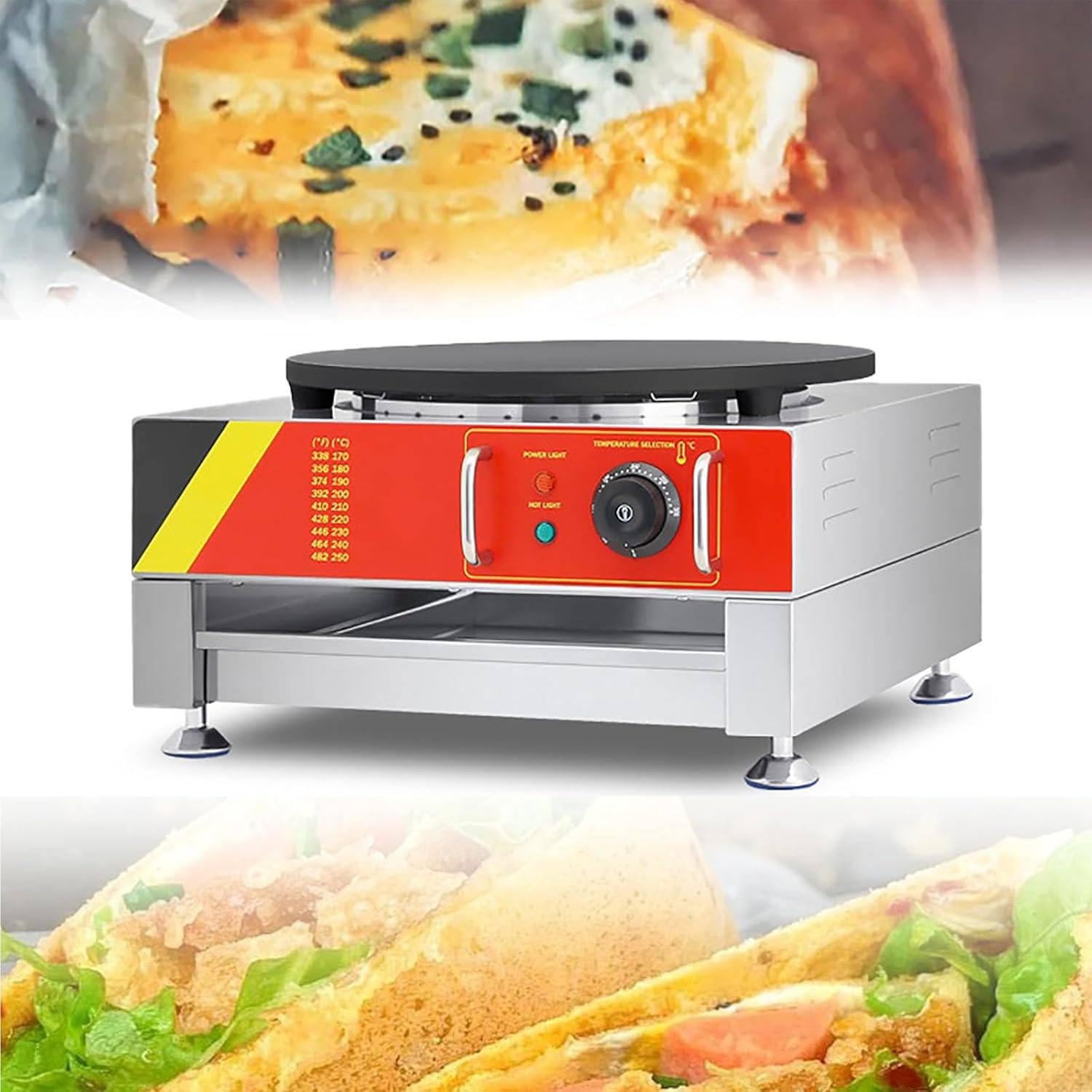 Electric Pancake Maker,Electric Crepe Maker with Non-stick Coating and Wooden Spreader,Adjustable Temperature for Kitchen,Restaurant,Dessert Shop,Cafe,Restaurant,220V