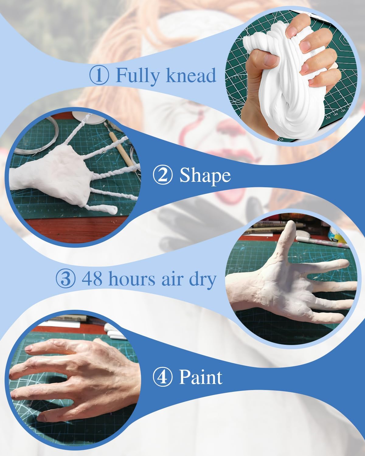 Upgraded Air Dry Clay, Multi-Purpose Foam Clay for Adults and Kids, High Density and Quality Modeling Clay for Cosplay, Arts & Crafts, Super Safe Materials, Perfect Model Magic Gifts, 17.6 oz (White)