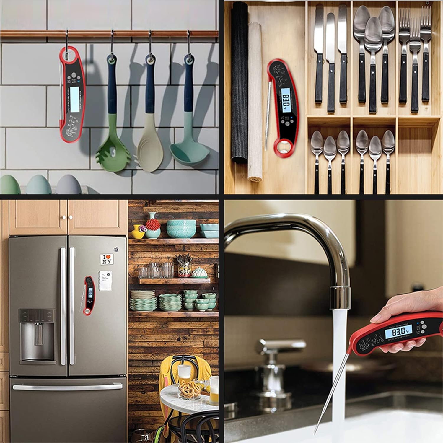 review Nescope Digital Meat Thermometer Instant Read Waterproof Food Thermometer BBQ Thermometer with Backlight Magnet Calibration Thermometer for Kitchen Outdoor Cooking BBQ Grill Candy (Red) (Red)