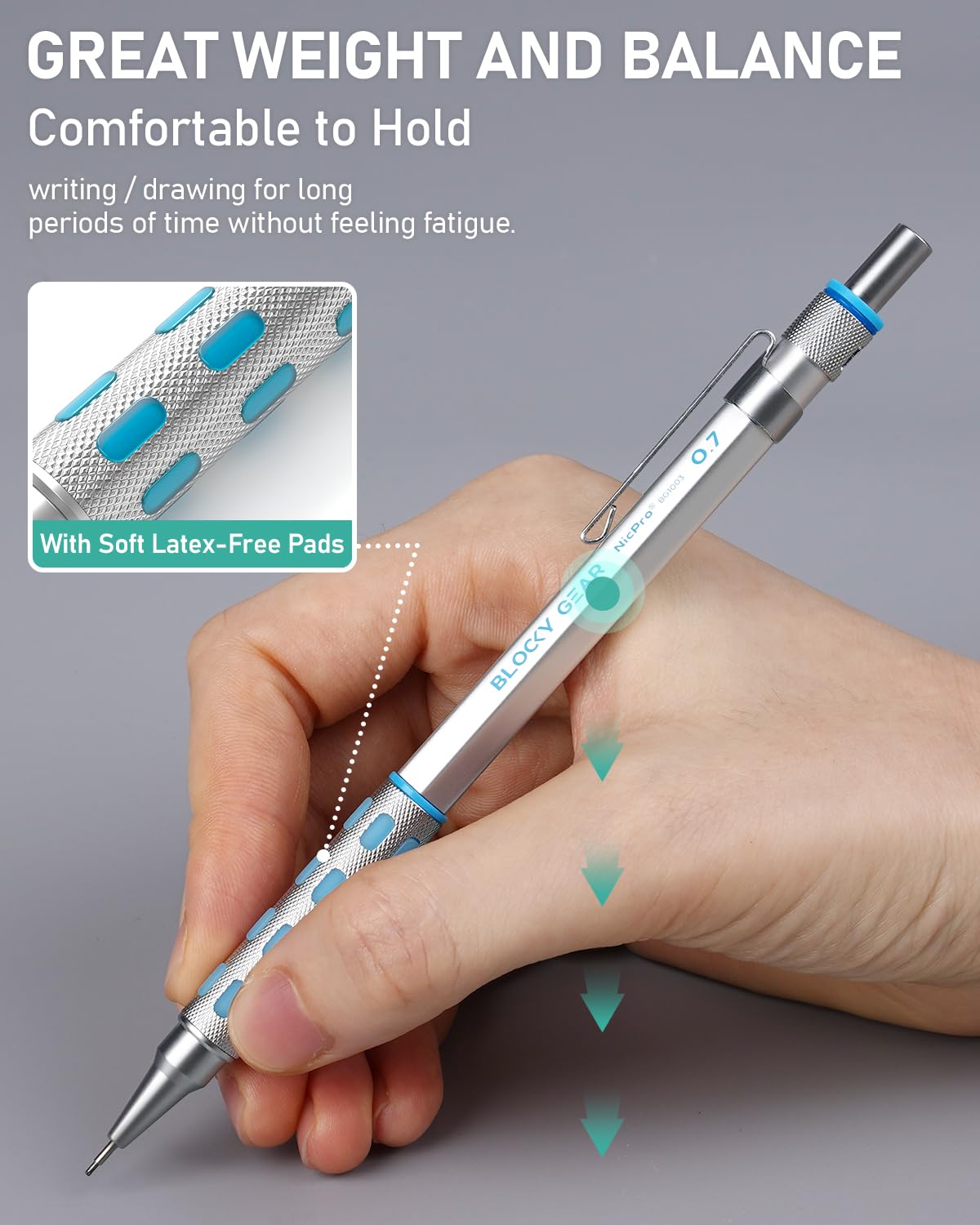 Nicpro Blocky Gear, set di matite meccaniche in metallo con custodia in pelle, 29 matite da disegno artistico da 0,3, 0,5, 0,7, 0,9 e 2 mm, con 330 mine (HB 2H 4H 2B 4B 6B colore) per scrivere schizzi