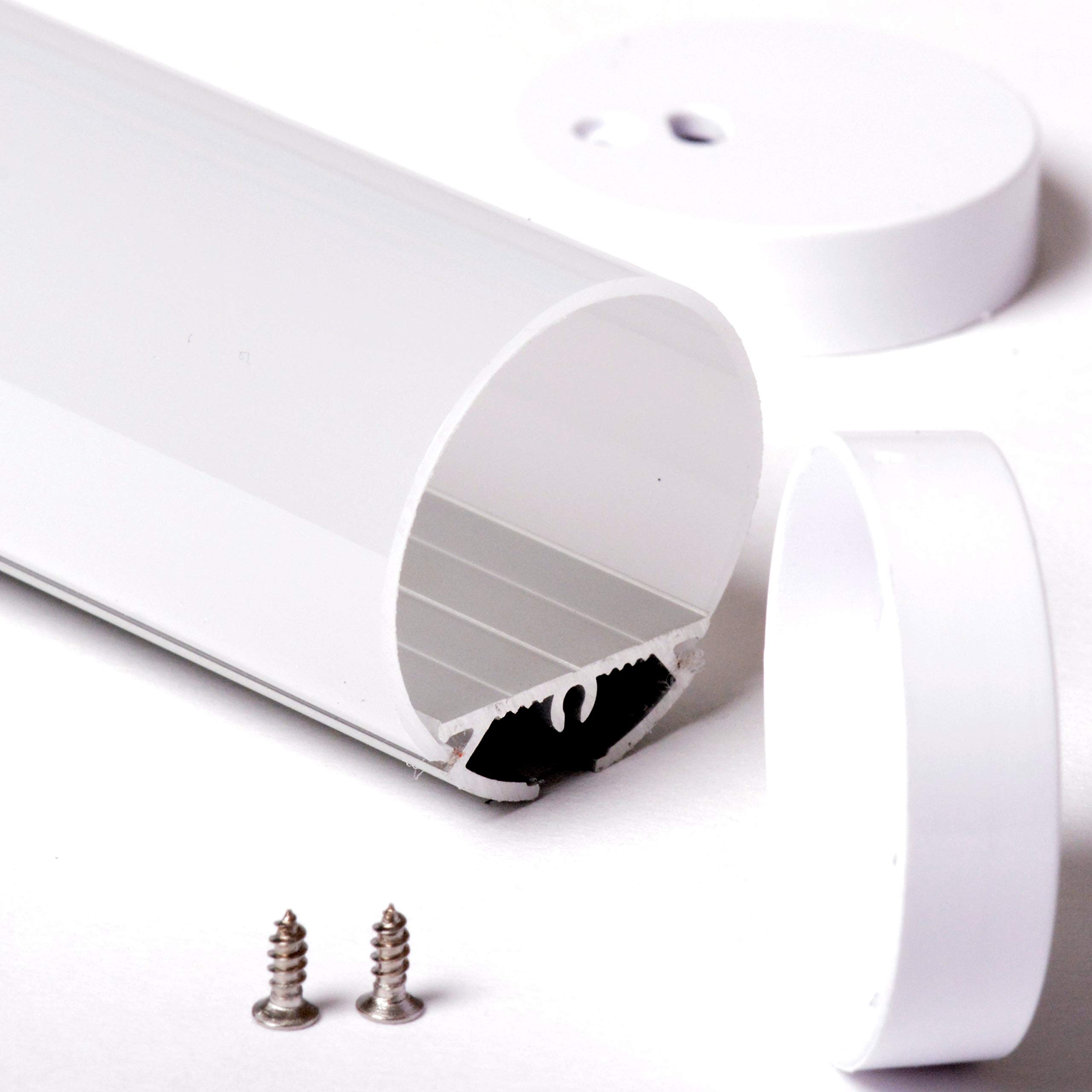 Aftertech® 2m 2m 3030B 30mm ø RUNDES PROFIL ALUMINIUMROHR 2M FÜR LED-STREIFEN 2MT FEDERUNG + MATTABDECKUNG