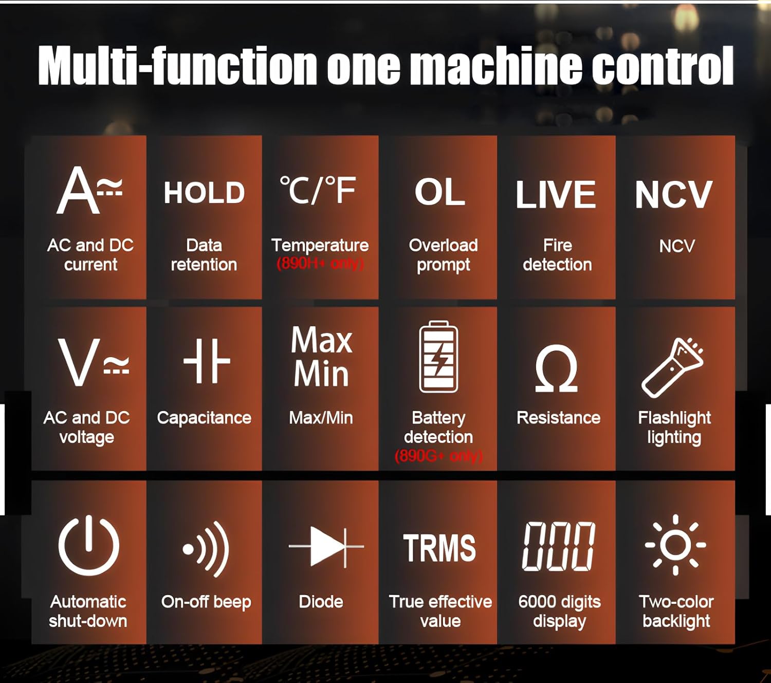 890H+/890G+ Multi-meter tester voltage current resistance capacitance 1000a tester(RUOSHUI 890H+)