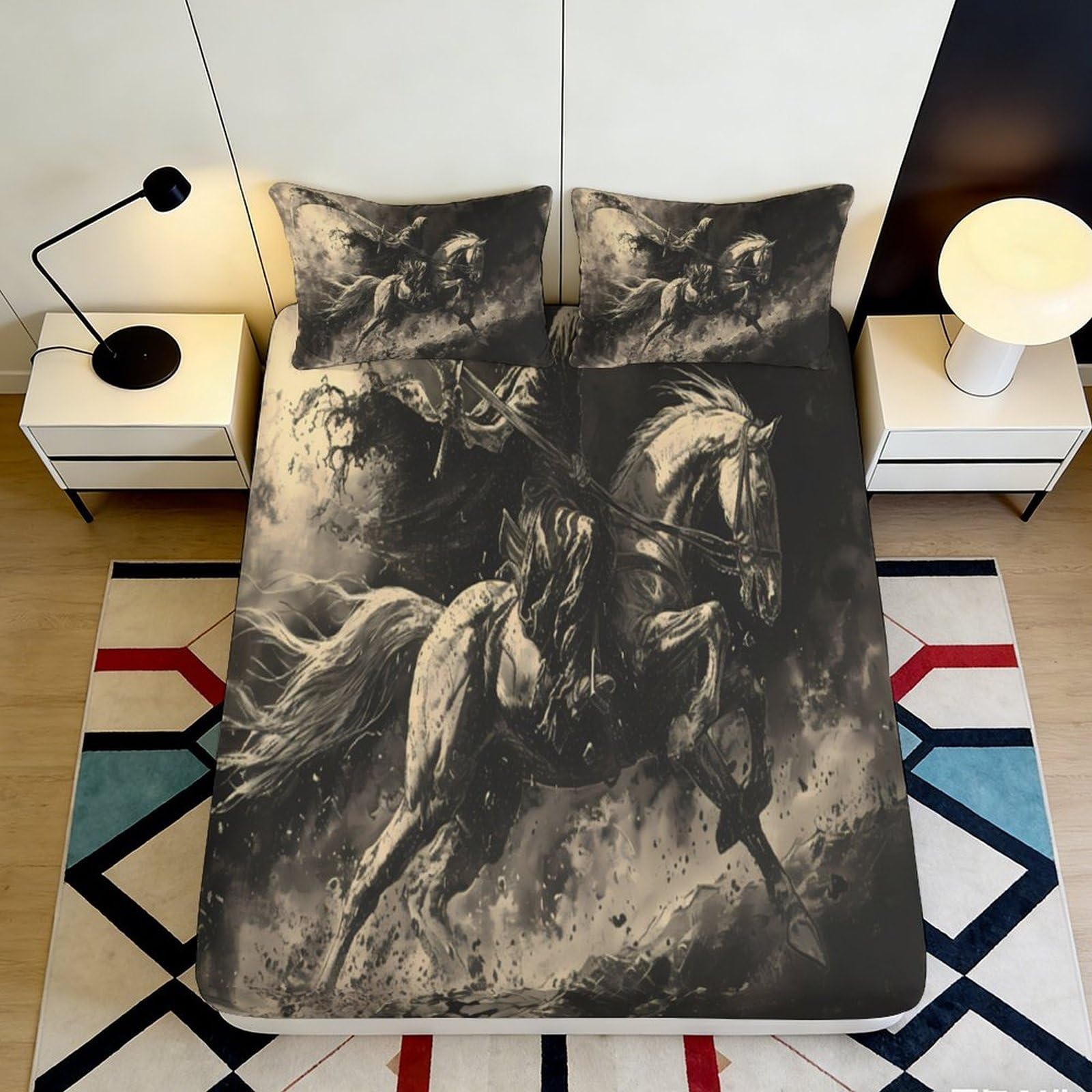 K1r3d9e5 Style-7 3D Printed Dark Horse Fitted Sheet Microfiber Soft Breathable Knight Shadow Mattress Cover For Bedroom Guest Room Decor 90X200x25cm
