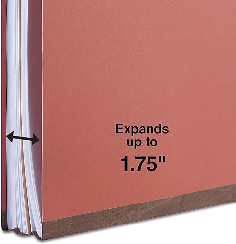 Miniatura 4 de Staples Carpeta de clasificación de cartón prensado, 1 divisor, expansión de 1.75 pulgadas, tamaño carta, rojo ladrillo, 40cartón (ST6144216144VS)