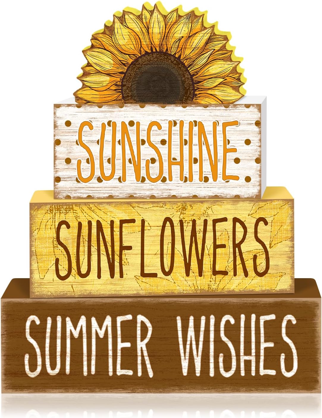 Tiered Tray Decor Set, 4 Pack, Wooden, for Home Kitchen, Sunflower