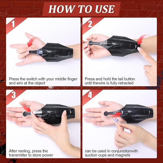 Spider Web Shooter Toy 2.0 Upgrade,Spider Silk Launcher Wrist Toys, Realistic Web Launcher String, Cool Gadgets String Gloves Shooters Toy for Superhero Role-Play (Black)