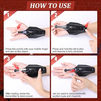 Spider Web Shooter Toy 2.0 Upgrade,Spider Silk Launcher Wrist Toys, Realistic Web Launcher String, Cool Gadgets String Gloves Shooters Toy for Superhero Role-Play (Black)