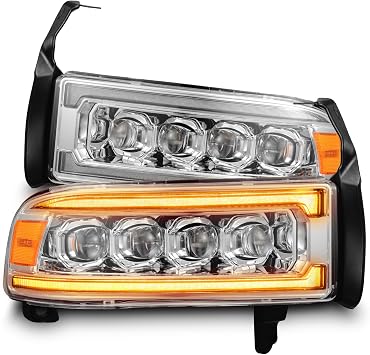 AlphaRex 94-01 Ram 1500/94-02 Ram 2500/3500 NOVA-Series LED Projector Headlights Chrome w/Activation Light & Sequential Signals & Switchback DRL 880351