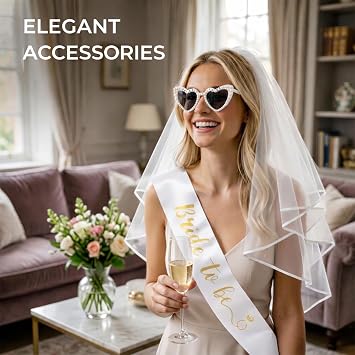 Bride to Be Sash, Hen Party Accessories, Classy Hen Party Accessories, Bachelorette Party Accessories, Bride Veil Hen Party, 3-Piece Bridal Set with Veil and Pearl Design