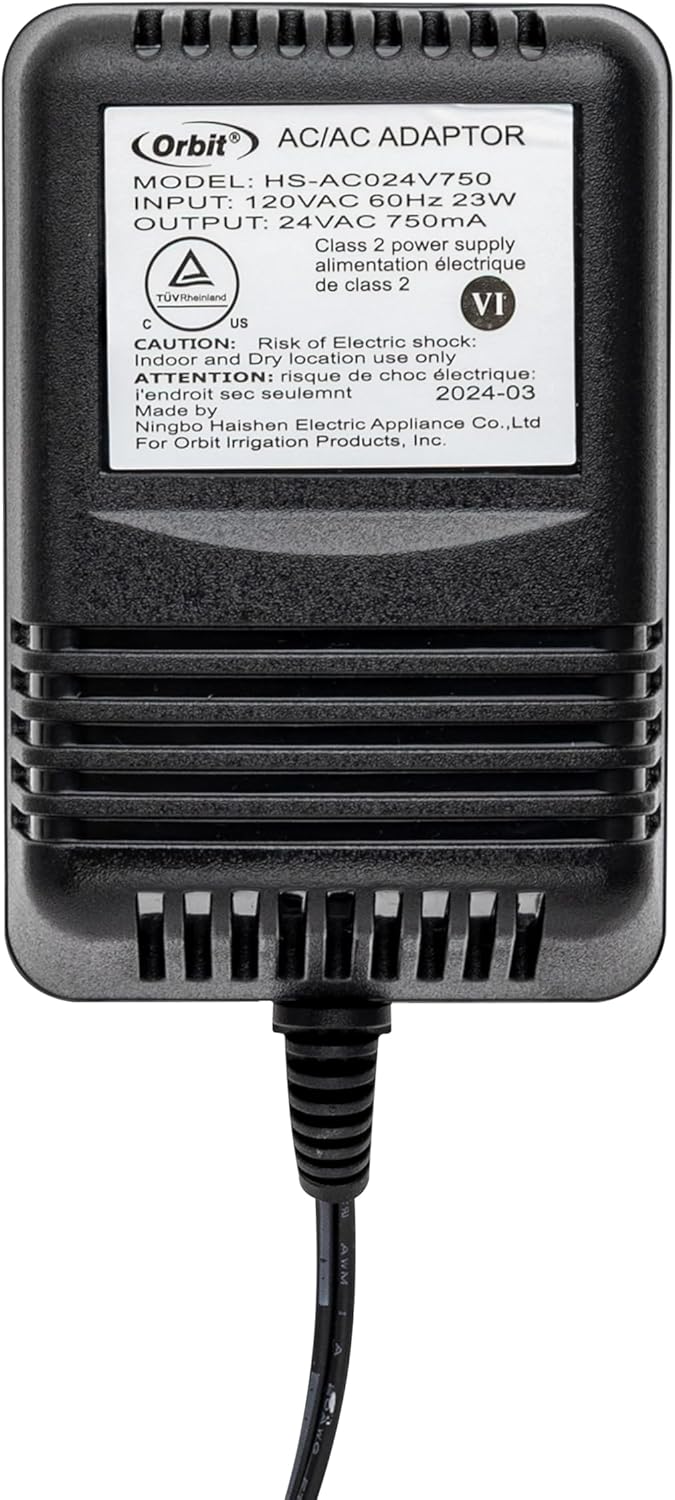 Orbit 57040 24V 750mA Transformer for Indoor Sprinkler Controllers