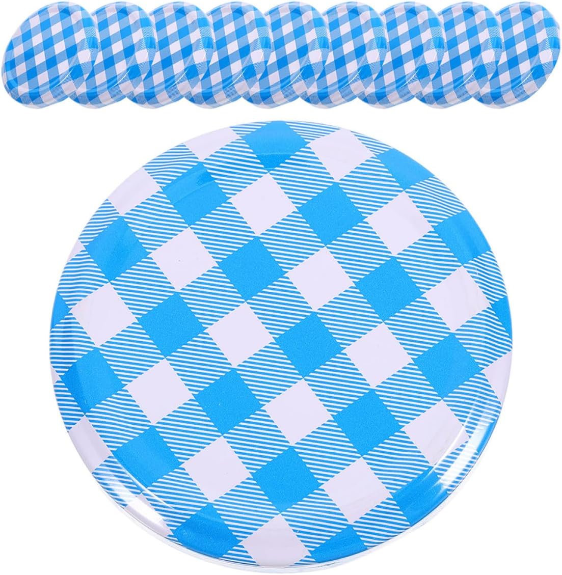 Artibetter 50pcs 63mm Plaid Metal Sealing Canning Jar Lids Leak-proof Airtight Storage Caps for Jam Jars Wide Mouth Protective Covers for Food Preservation