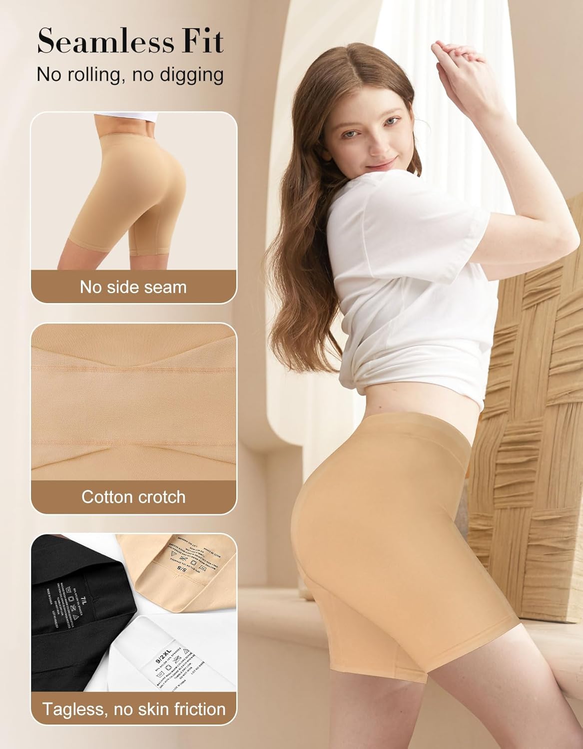 YADIFEN Slip Shorts for Under Dresses Women Seamless Anti Chafing Underwear Shaping Boyshort Smooth Thigh Biker Short Panties - Image 4