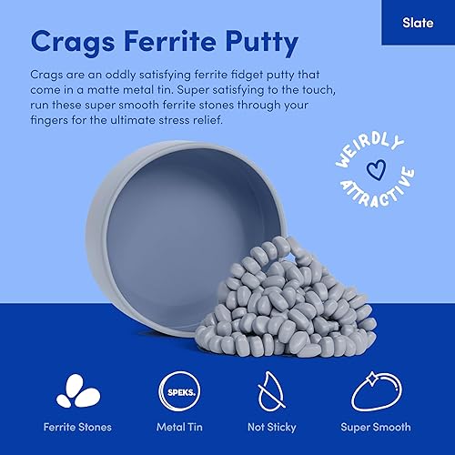 Miniatura 108 de Speks Crags- Masilla de ferrita, + de 500 piedras de ferrita en una lata, juguete de escritorio antiestrés p/la ansiedad, p/adultos y adolescentes