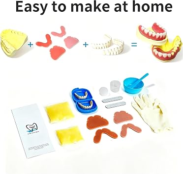 DENTUREWAY DIY Denture Kit with Impression (2 Sets of False Teeth), Partial Denture Solution, Nature, Small