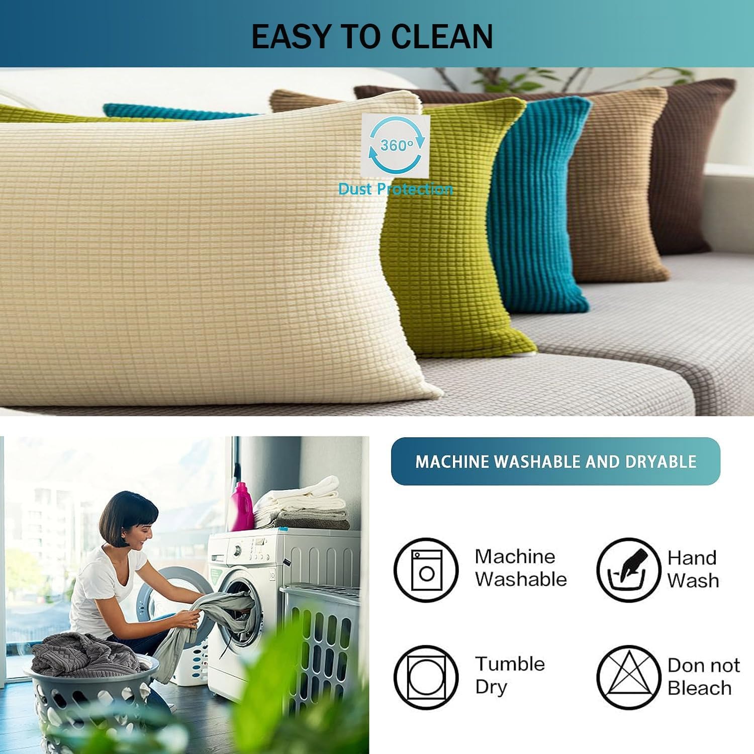 Sofa Throw Pillow Covers 12x20/18x18 Inch Corduroy Decorative Soft Striped Solid Pillow Covers Lumbar Cushion Case Couch Pillowcases for Sofa Bed Home Decorative(Dark Curry,70x90 cm (Set of 2))