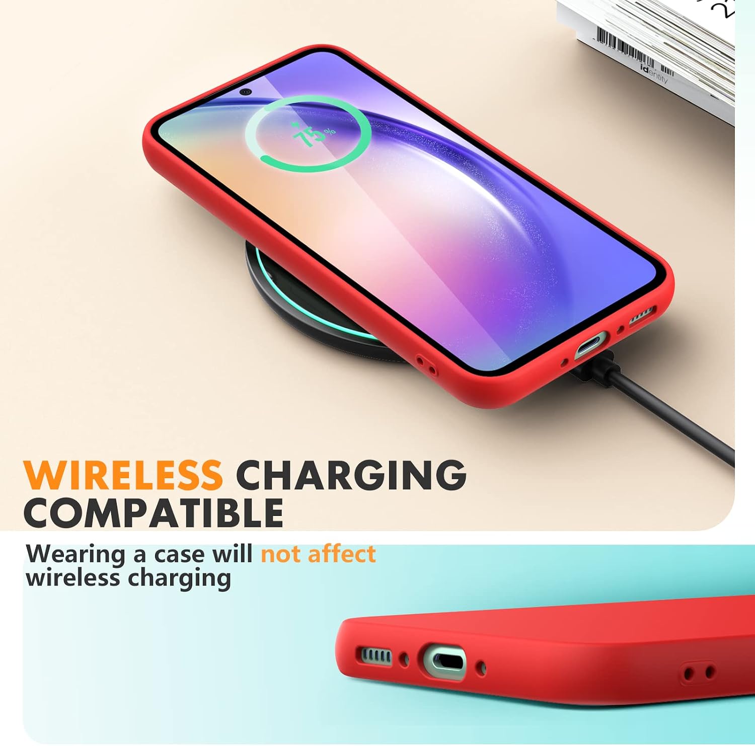 husa samsung a55 rosu mat incarcare wireless