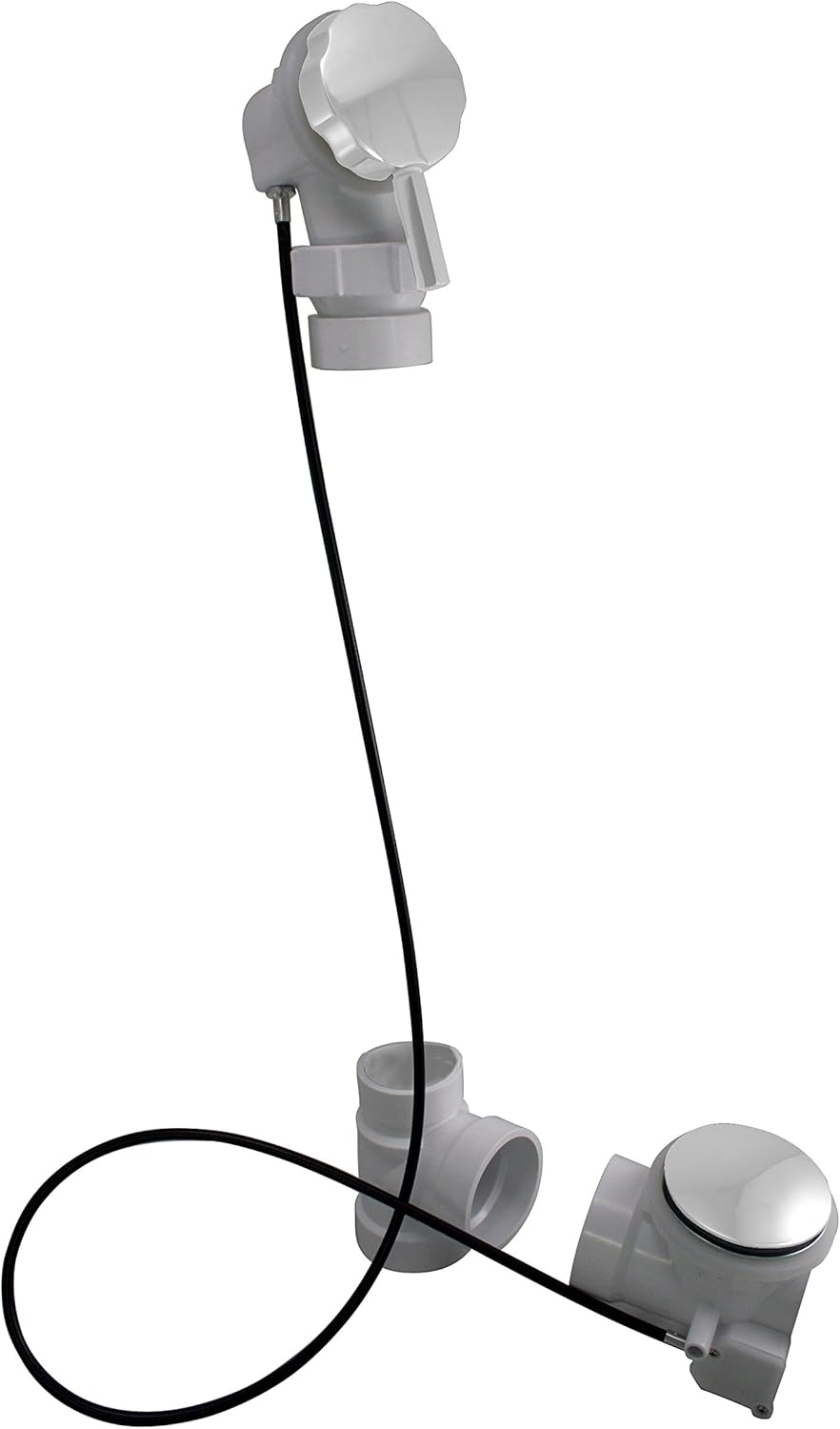 Westbrass Rapid Flow 2 in. Ball Joint Head PVC Cable Drive with 45” Cable, Polished Chrome, D52P45BJ-26