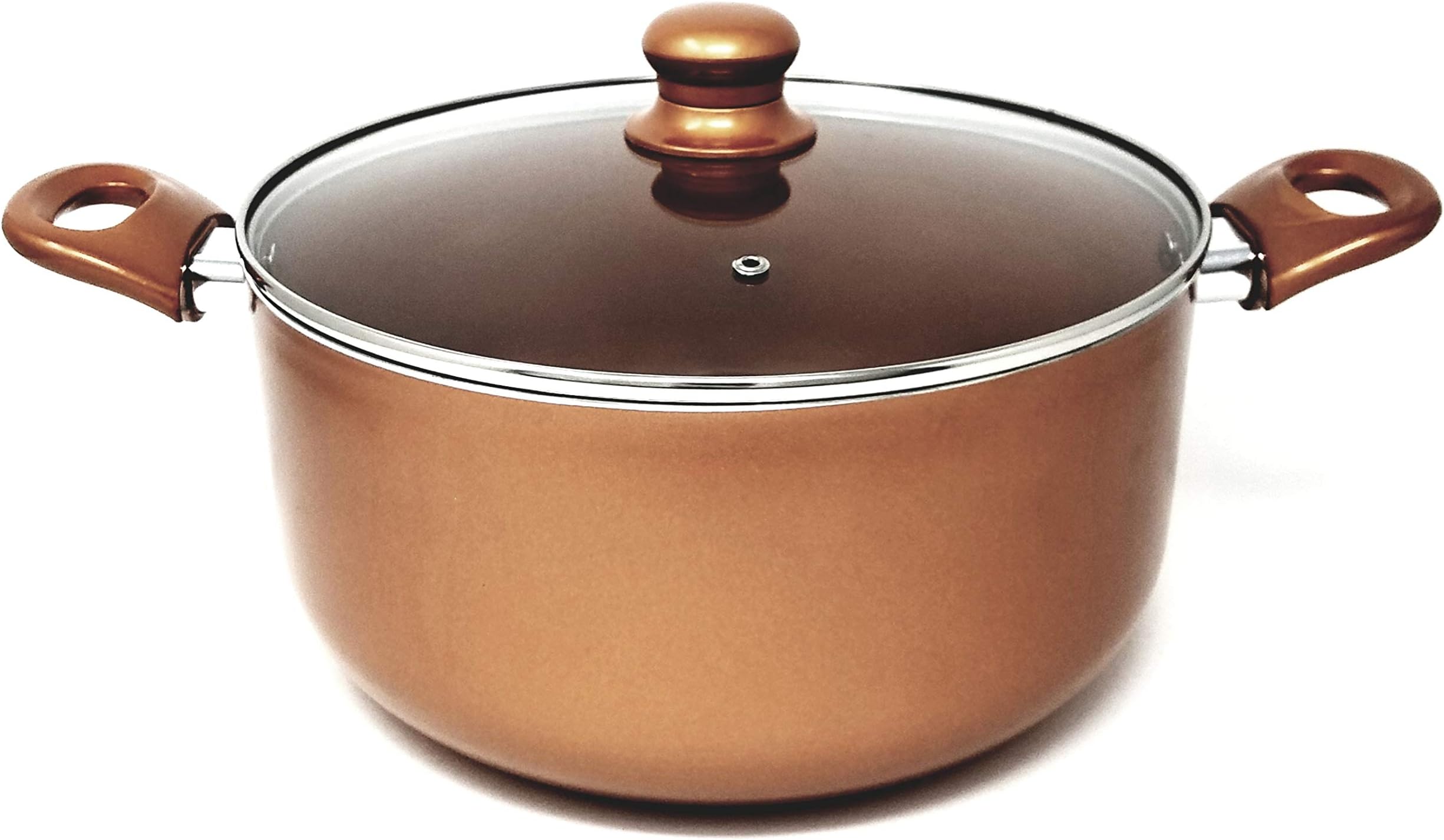 Better Chef, D604, 6-Quart Copper Colored Ceramic Coated Dutch Oven with Tempered Glass Lid, Dishwasher Safe