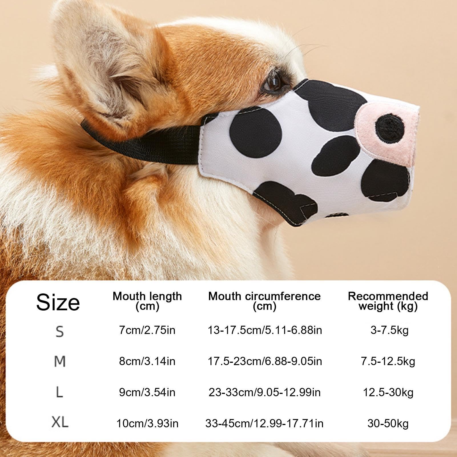 Amazon | 大型犬用犬用口輪、牛柄のかわいいキャンバス犬用口輪