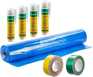 Dampfbremsfolien-Set blau 4x25m - 100m² + 4x Folienkleber + 1x Klebeband grün + 1x Klebeband gelb