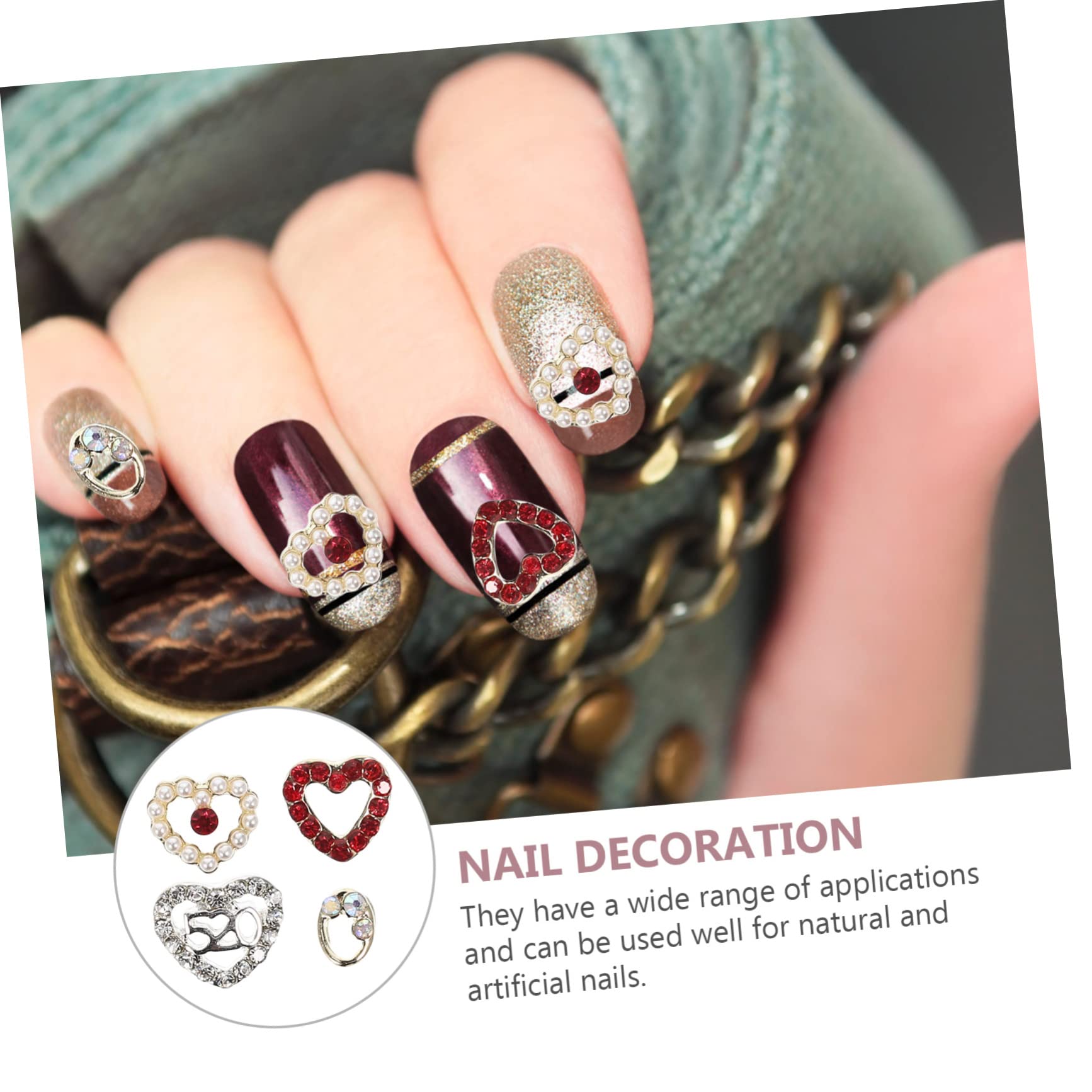 minkissy 200pezzi Charms Per Unghie Forma Di Cuore Decorazioni Per Nail Art Eleganti Ciondoli Per Unghie Perfetti Per Manicure e Artigianato Feste e Occasioni Speciali