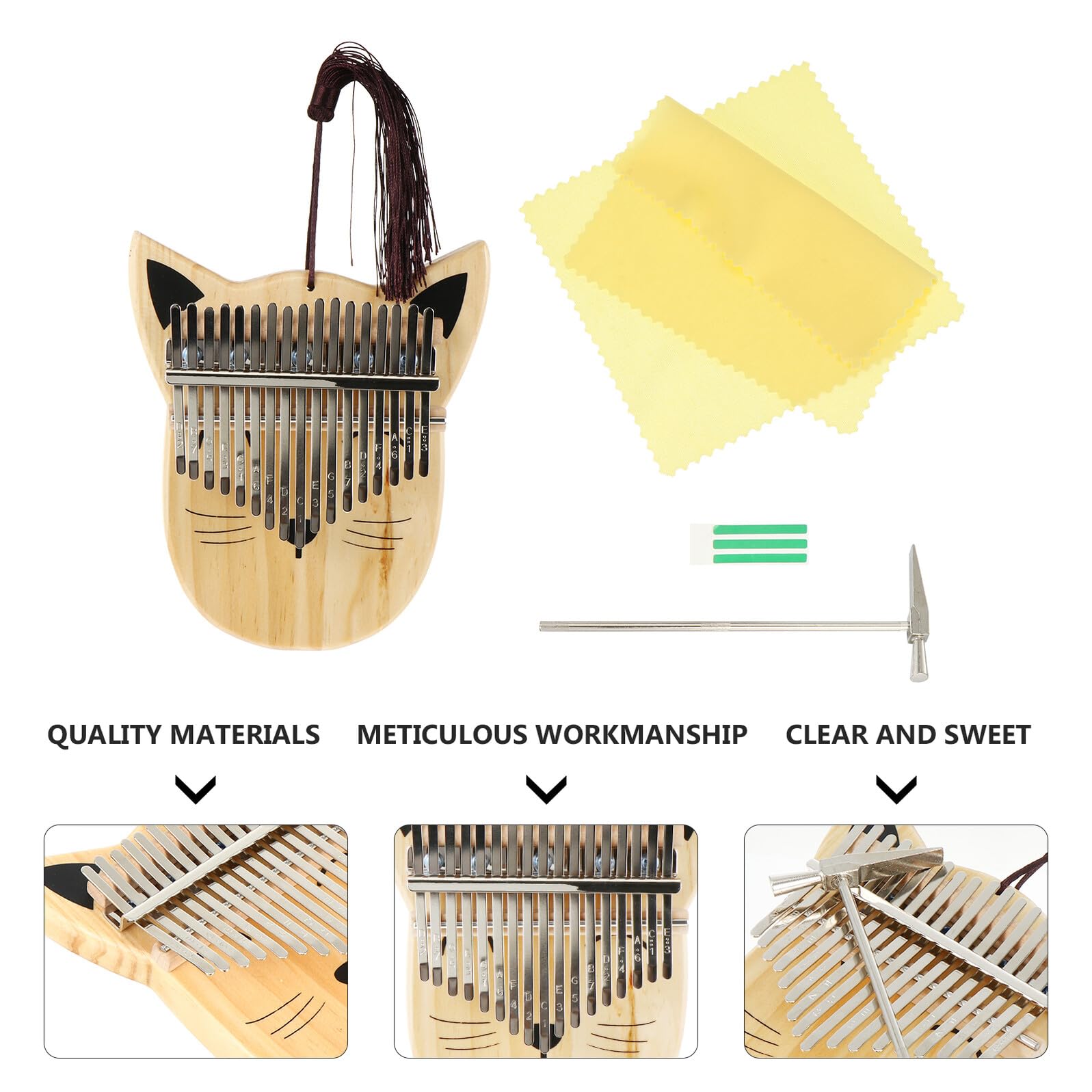 BESPORTBLE Kalimba Daumenklavier Tasten Holz Finger Piano für Anfänger Langlebiges Musikinstrument mit Gebogenen Metalltasten Klarer Klang Sicher und Tragbar für Mädchen Jungen