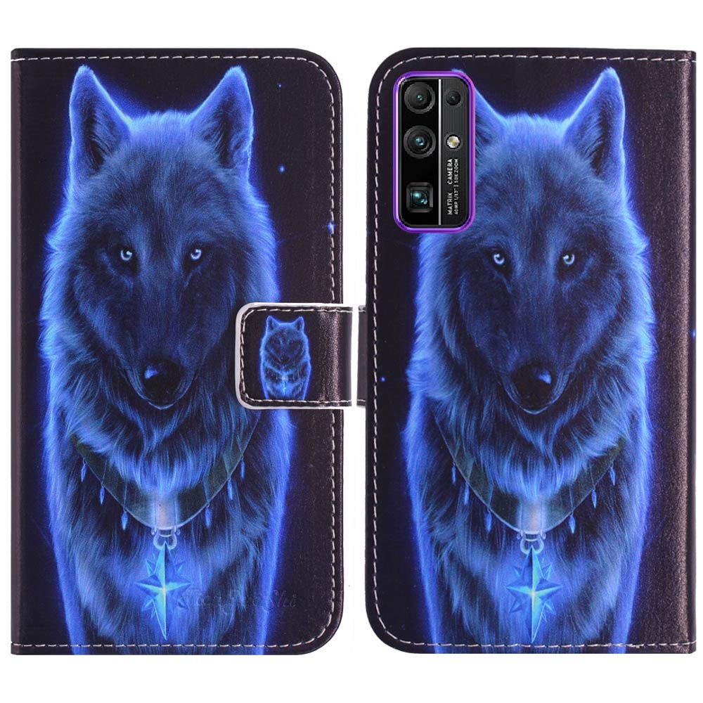 Custodia Portafoglio In Pelle Con Design Lupo Per Wieppo S8 5.7 Pollici - Cover Libro Con Supporto E Slot Carte