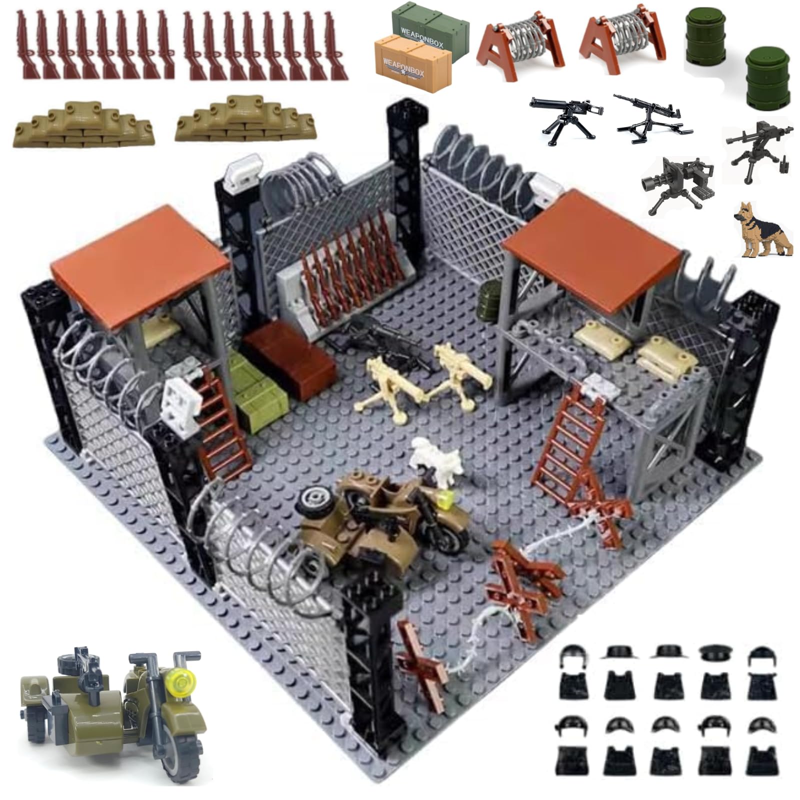 Amazon.co.jp: ELEFOCUS WW2 軍事基地ビルディングセット、カスタム