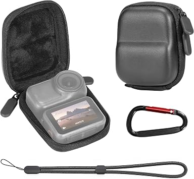 AMAZEAR Carry Case for DJI OSMO NANO/Xtra Atto Accessories, Nano Portable and Compact Travel Bag Hard Shell Leather Case with Soft Inner for Protection, Organization, and Storage, Black