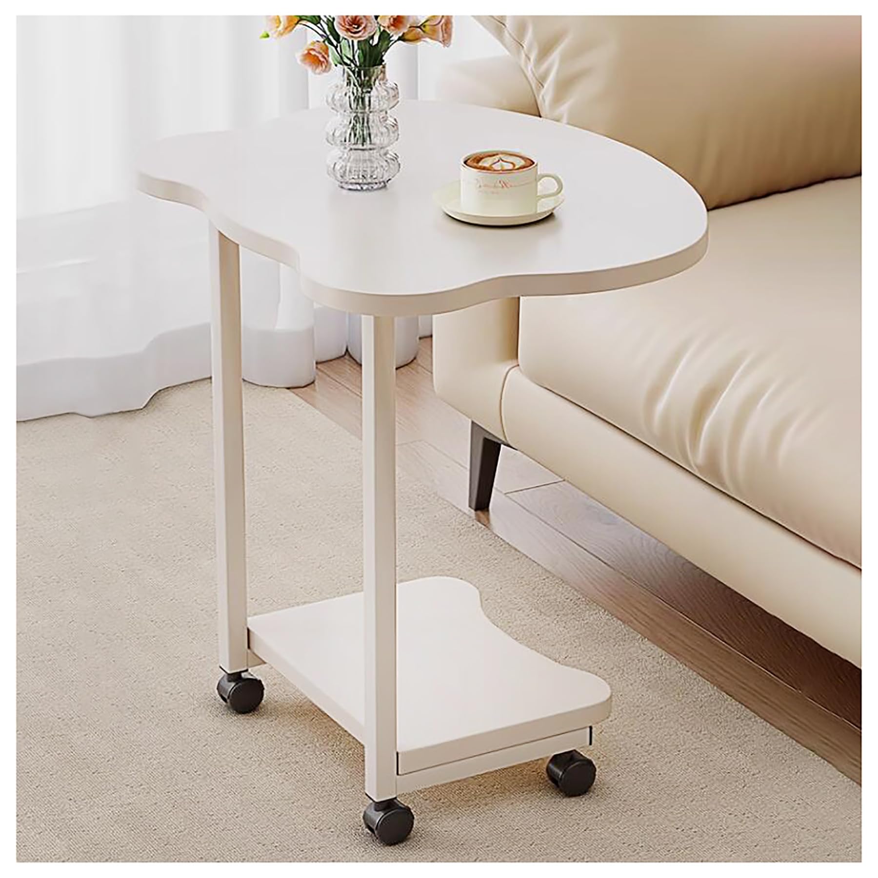 ZLGONRL Trolley Side Table C Table End Table with Wheels Over The Couch Table C Shaped Side Table Couch Tables That Slide Under