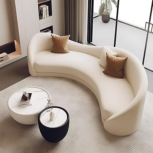 Curved Sectional Sofa Set - Modern Leather Sectional Couch with