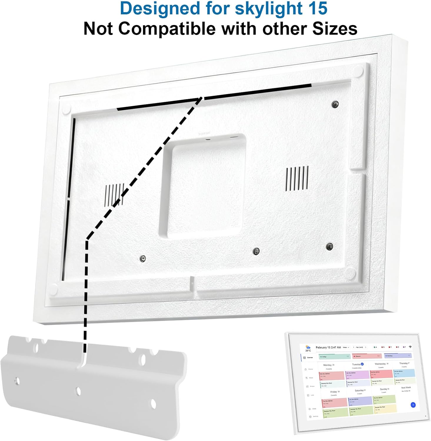 Wall Mount Bracket for Skylight Calendar 15 Inch 1st Gen (NOT Compatible with Calendar 2), Heavy Duty Metal Skylight Accessories with Level & Dual Mounting Kit